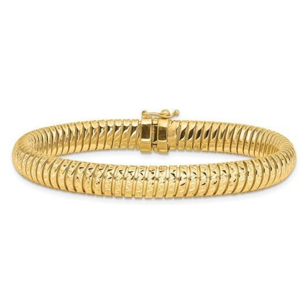Leslie's 14K Polished 7.5mm Diamond-cut Domed Bracelet